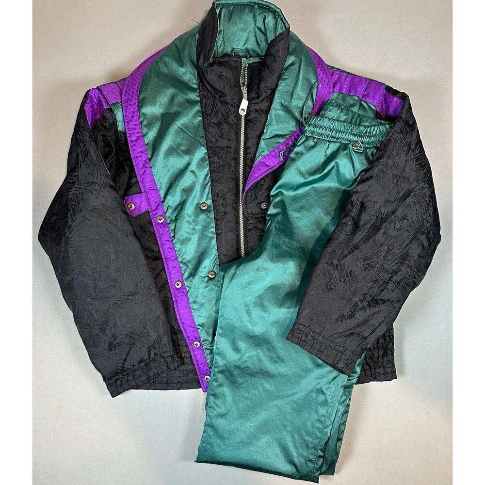 Vintage Obermeyer Ski Suit Womens 10 Jacket Pants Teal Purple Gore-Tex 90s
